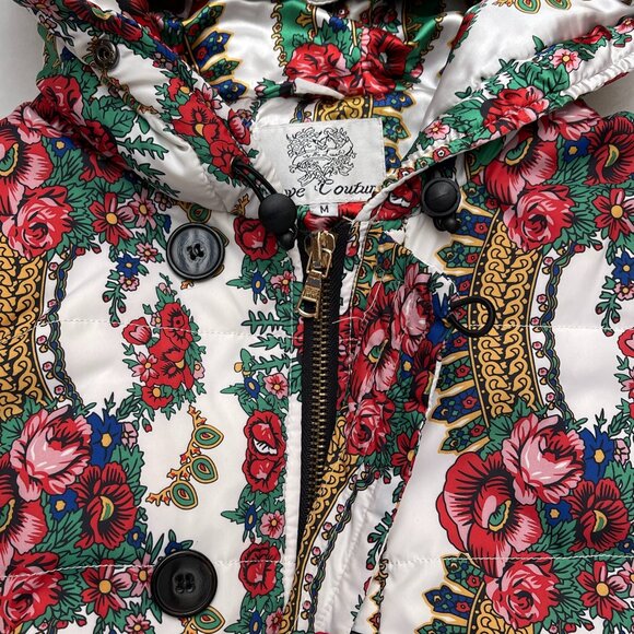 Love couture flower puffer hooded vest M - Picture 8 of 14